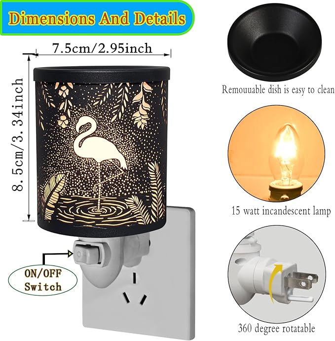 Plug in Wax Warmer Candle Wax Warmer for Scented Wax melt Warmer Electric Wax Burner Fragrance Oil Candle Warmer for Office Bedroom Gift & Home Decor(Swarns of Stars Flamingo)