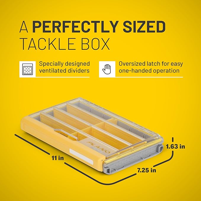 Plano EDGE Flex 3600 Tackle Storage, Includes 38 Flex Dividers, Gray and Yellow, Customizable Waterproof Tackle Box Organization, Rustrictor Rust-Resistant Technology