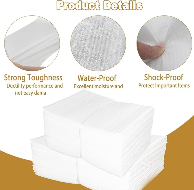 100 Pack 10''x 12'' Cushion Foam Pouches, Moving Supplies for Dishes, Packing Materials for Dishes & Cups, Glass Packing Paper and Plate Protectors for Moving(250x300x0.5MM)