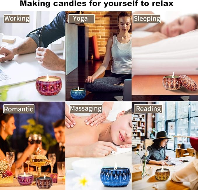 Phinicco 24 pcs 2.5oz Candle Tins Candle Making Jars Empty Candle Jars with Lids Candles Tin Candle Containers Small Candle Jars (6 Patterns)