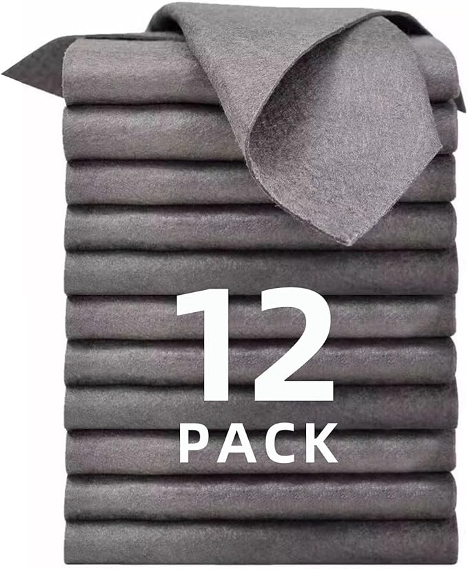 12 Pack Thickened Magic Cleaning Cloths, 30x30cm Reusable Microfiber Cleaning Rags, Lint-Free Streak-Free Cloth for Windows, Glass, Mirrors, Kitchen, Car