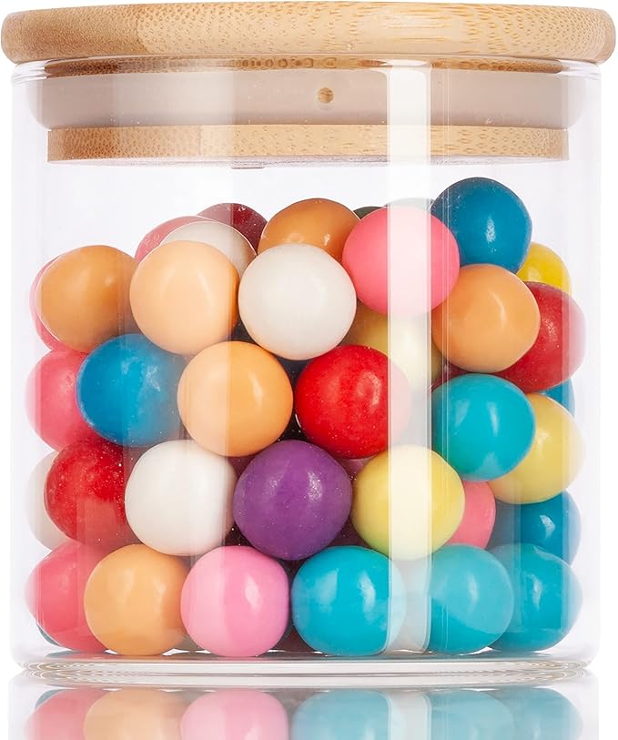 JUVITUS (12 Pack) 10 oz Clear Glass Jar with Bamboo Silicone Sealed Lid