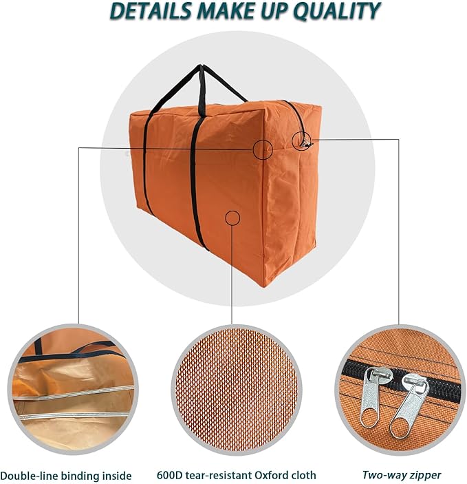 Extra Large Heavy Duty Storage Bags Moving Bags Tote Space Saver Travel Duffel Bag, Made of Tough 600D Oxford Cloth for Moving, Traveling, Camping, Holiday Decoration Storage