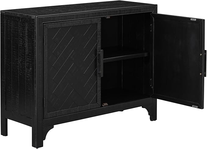 Amposei Wooden Accent Cabinet 40-Inch Vintage Sideboard Coffee Bar Cabinet 2-Door Entryway Storage Cabinet with Adjustable Shelf for Living Room Entrance, Black