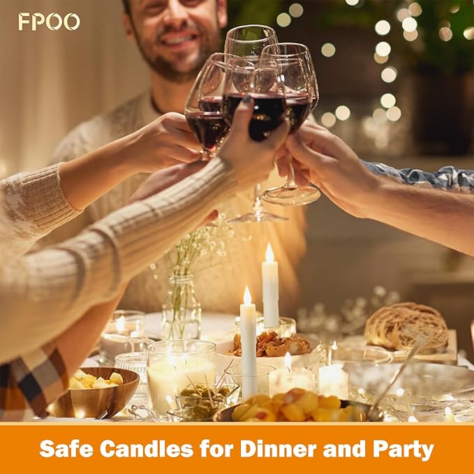 FPOO Flameless Window Candles Battery Operated with Timer, 7'' Ivory Taper Candles with Remote, Long-Lasting LED Candlestick Fake Candle for Halloween Wedding Christmas Window deocr (Pack of 6)