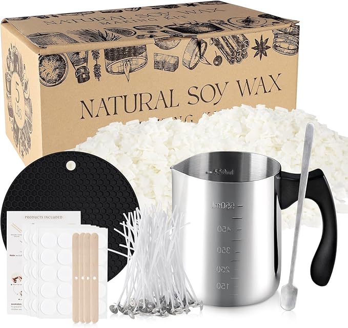 Wfmolcand Candle Making Kits for Adults,Beginner,Kids, Soy Wax, Making Supplies Include 5 LB Soy Wax Flakes, 100 Candle Wick, Centering Devices, Melting Pot