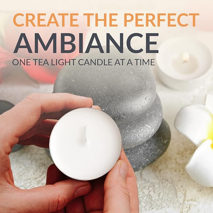 PAMI Premium Long-Lasting with 8 Hours Burning Time Unscented Round Tealight Candles [50-Pack] - Paraffin Tealights with Beautiful Flame- Perfect for Votive Candle Holders