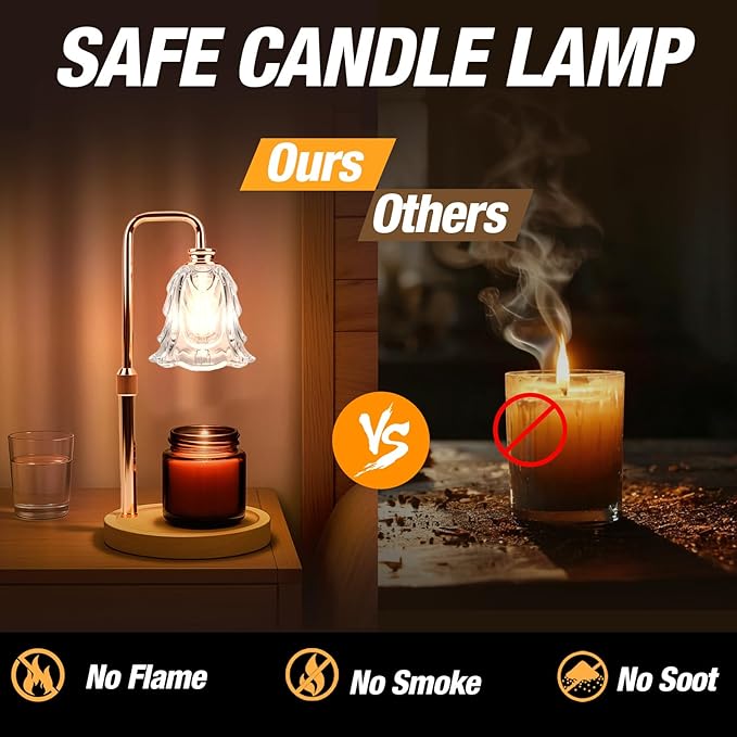 Candle Warmer Lamp with Timer and Dimmer, Electric Wax Warmers for Scented Candles with 5 Brightness Settings, Anti-Glare Lamp with Adjustable Height, Home Decor, Gift for Valentines, Birthday