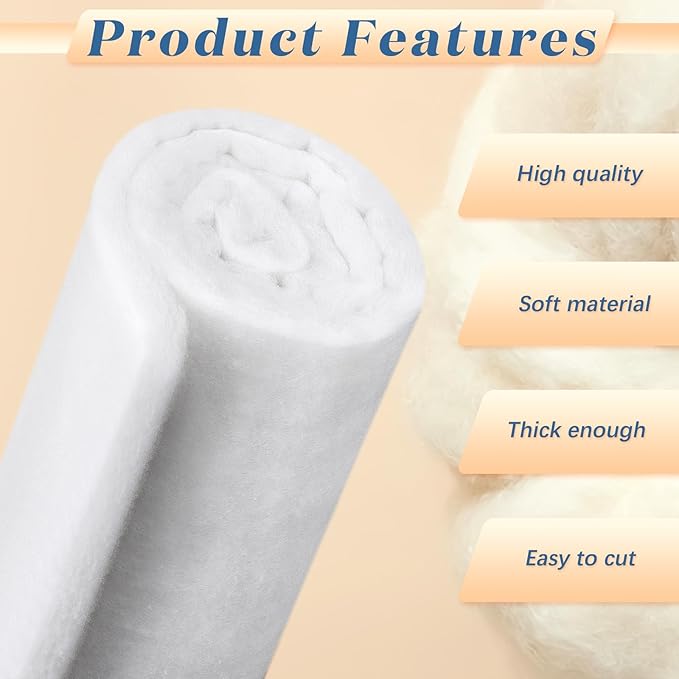 Peryiter 2 Roll Upholstery Quilt Batting 24 Inch x 2 Yard x 2 Inch Polyester Batting Multipurpose Fiberfill Stuffing Fabric for Cushion Pillows Bedspreads Interior Decoration Crafts