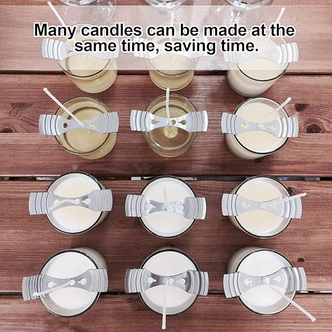 DINGPAI 20pcs Metal Candle Wick Centering Devices, Silver Stainless Steel Candle Wick Holder