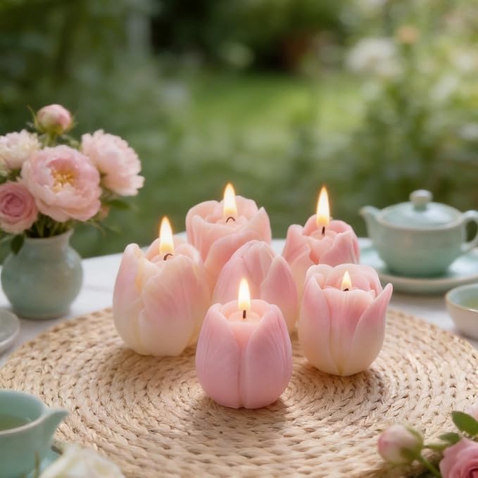 3 PCS Tulip Flower Silicone Molds 3D Floral Resin Candle Soap Mold Flower Fondant Chocolate Cake Decoration Mold for Candle Making for DIY Epoxy Resin Crafts,Polymer Clay Craft,Home Decor Mould