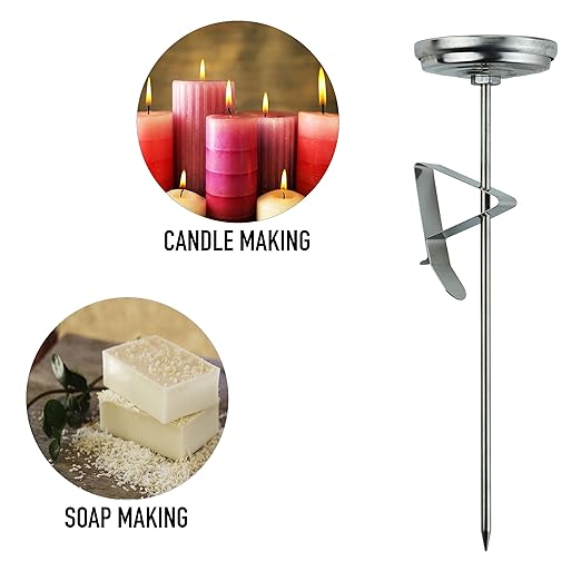 Candle Thermometer for Candle Making - DIY Wax Candle Making Supplies - Ideal Candle Making Thermometer with Clip and 175mm Stainless Steel Probe
