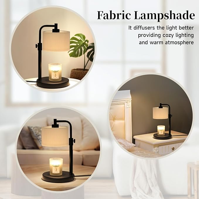 NITOWOLF Candle Warmer Lamp, Candle Lamp Warmer with Timer Adjustable Height Wax Warmer Lamp for Jar Candles, Birthday Gifts for Women House Warming Gifts (Black)