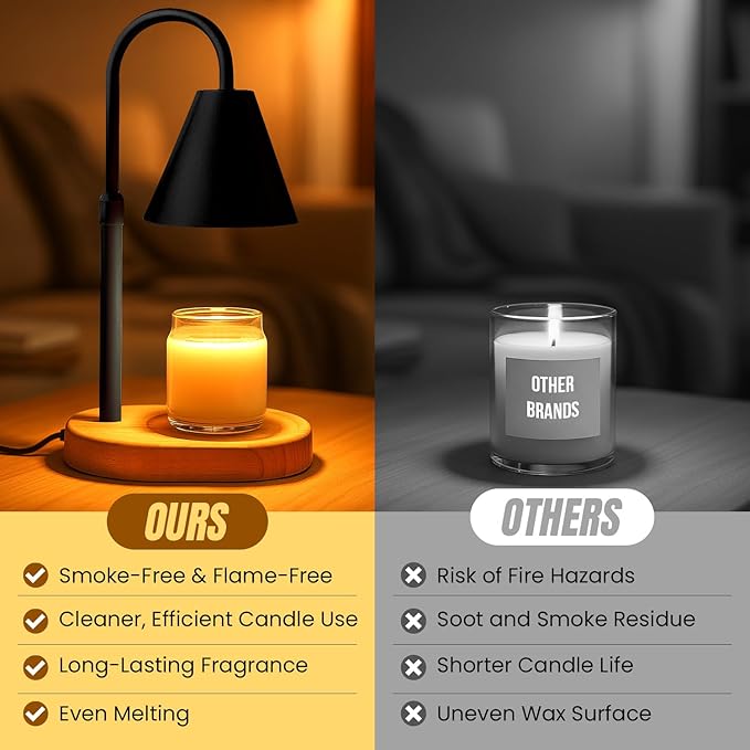 Candle Warmer Lamp with Timer & Dimmable Light – Adjustable Height Candle Melter for Jar Candles – Cozy Home Décor, Christmas, Birthday & Housewarming Gift Ideas for Women, Mom, Sisters, and Friends