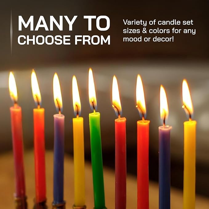 Danilovo Thin Taper Beeswax Candles - Honey-Scented, Decorative Candles Ideal for Birthday Decoration or Church Prayers - Black Drip Free, Tall & Smokeless Pack of 50 pcs, 7.3 x 0.24 inch