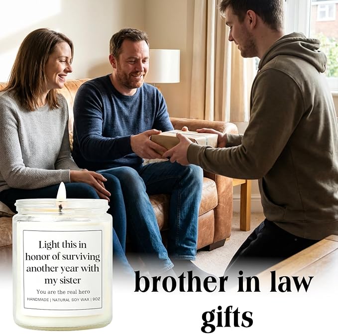 Brother in Law Gifts from Sister, Funny Birthday Fathers Day Christmas Gift for Brother-in-Law, Practical Present Ideas for Men & Him - Lavender Scented Candle