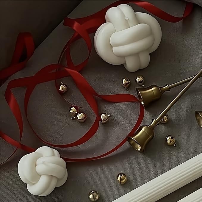 2 Pcs Large Knot Candle Molds Spiral Tie Rope Ball Twisted Knitted Silicone Gypsum Aromatherapy Molds(4.72in+3.14in) (TOPYS -20230115-2pcs)