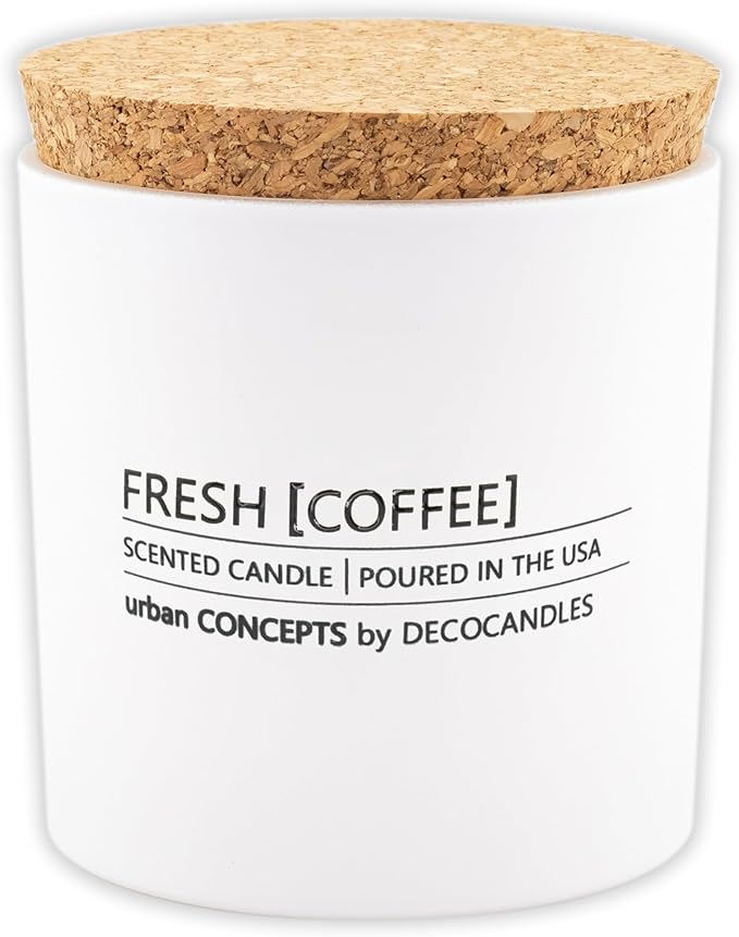 Urban Concepts by DECOCANDLES - Fresh Coffee - Smells Like Fresh Brewed Coffee - Highly Scented Soy Candle - Long Lasting - Hand Poured in USA (9 Oz. Cork)