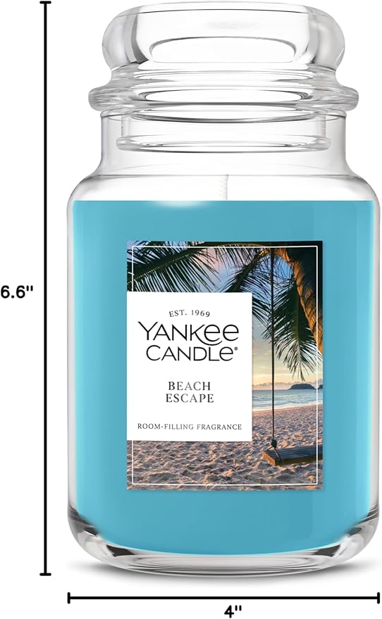 Yankee Candle Beach Escape Scented Candle, 22oz Large Jar with up to 150 Hour Burn Time, Giftable