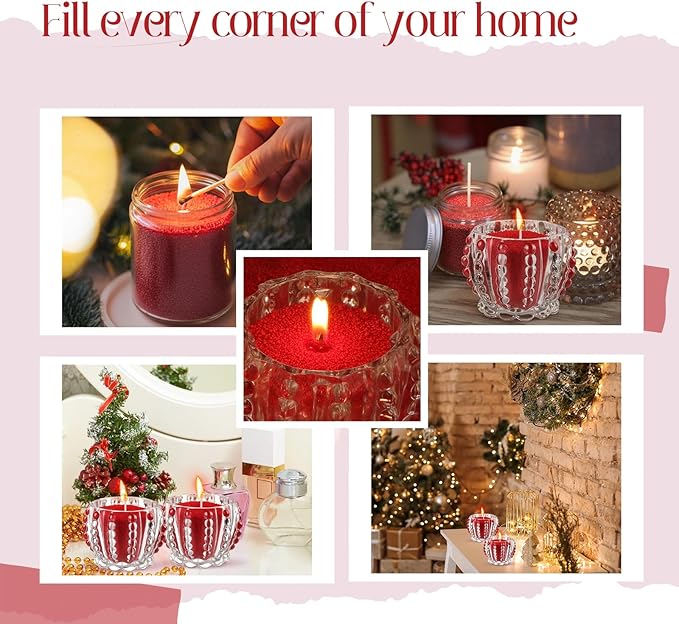 Pearled Scented Candle 2.2 lb Sand Wax Scented Sand Candle Mother's Day Kit for Women Love Gifts with Box 50 Wicks for Mother's Day Wife Couples Mother(Red,Apple Cinnamon Scent)