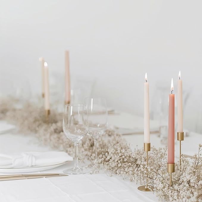 Tapered Dinner Candles - Soy & Paraffin Blend, Dinner Candles with Long-Lasting 7-Hour Burn for Stylish Homes - Candle in Curated Colours Ideal Gift for Hosts, Brides & Event Planners-Blush Pink