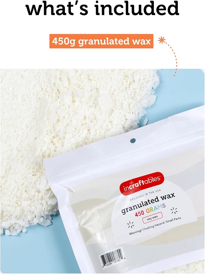 Incraftables Soy Wax for Candle Making – 1 lb Natural Candle Wax – DIY Candle Supplies for Kids & Adults – Wax Melts, Unscented Soy Candle Wax Flakes for Candle Kits & Crafts