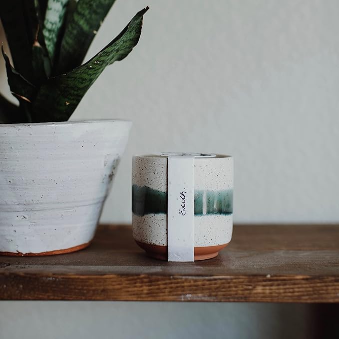 Hyggelight - The Growing Candle, Coffee Scented, 8.5oz Ceramic Pot, Aromatherapy Candles, 100% Soy, Cream and Espresso Aroma for Home, Edith