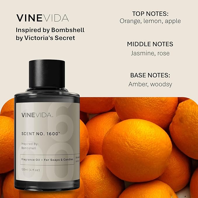 VINEVIDA [4oz] (Our Version of) Bombshell Fragrance Oil for Soap Making Scents for Candle Making, Perfume Oils, Bath Bombs, Car Freshies, Linen Spray Lotion, Laundry Dryer Balls