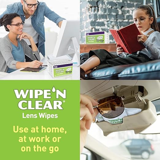 Flents Glasses Cleaner Wipes, 75 Count, Eyeglass Cleaning Wipes, Pre-Moistened, Individually Wrapped, Smudge & Streak-Free Lens Wipes for Glasses & Sunglasses, Safe for AR Coated Lenses