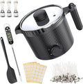Candle Wax Melter with Pour Spout, Candle Making Kit for Adult Beginners, for Candle Making, Set Includes Wax Melting Pot, Stirring Spoon, Thermometer, Wick, Wick sticker and Centering Device - Black