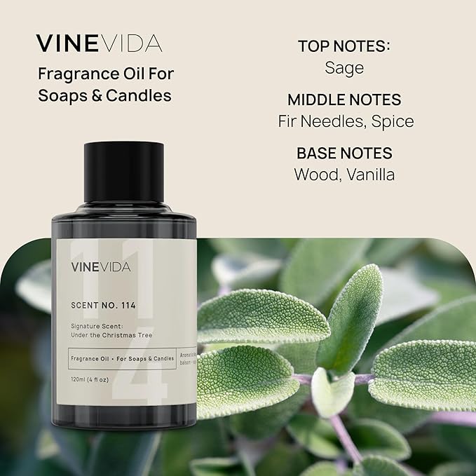 VINEVIDA [4 oz] Under The Christmas Tree; Fragrance Oil for Candle Making and Soap Making - Premium Candle Scents for Soy Candles