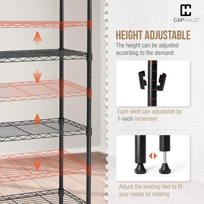 Fencer Wire NSF 2 to 4 Tier Stackable Wire Shelving Unit w/Baskets & Liner, Storage Rack Kitchen, Bathroom, Laundry Closet, Wire Shelving Basket Shelves, Storage Rack Corner Shelves, Black