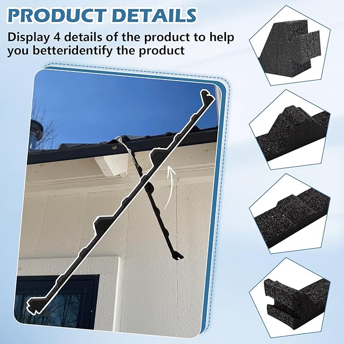 20Pcs 12 Inch Inside R Panel Foam Closure Strips Replacement for Metal Corrugated Roofing Panels -3' Long Classic Rib Profile (Inside)