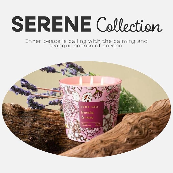 Scented Candle for Women, 30oz 3-Wick Natural Soy Wax, Up to 100 Hours Long-Lasting Clean Burn, Non Toxic Large Jar Aromatherapy Candle, Freesia Rose, Gifts for Women
