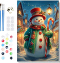 Bowetile Christmas Paint by Numbers for Adults Beginners Framed, Adults' Paint-by-Number Snowman Kits on Canvas, Acrylic Number Painting Christmas Gifts for Home Decor, 8x12in