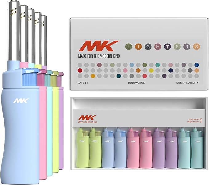 MK Lighter 10PCS Candle Lighters, Windproof Flame, Ideal as for BBQ, Camping, Outdoor, Butane Refillable Lighte, Multipurpose (Harmony-10PC)