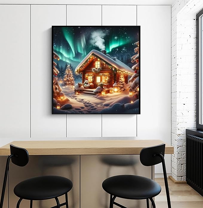 APTDYIGL 5D Christmas House Diamond Painting Kits for Adults Beginner,DIY Christmas Diamond Art Kits for Adults,Round Full Drill Diamond Dots with Gem Art Kits,Home Wall Decor 13.7X13.7inch