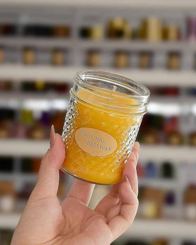 DEYBBY 2 Pack 5oz Beeswax Jar Candles Set - Beeswax Candles Gift - Handpour Candles with Natural Honey Scent, Each 26 Hrs Burn