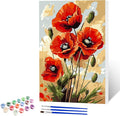 NAIMOER Poppy Flowers Paint by Numbers Kits for Adults Beginner with Wooden Framed, Color by Numbers on Canvas Painting Kits for Adults, Easy Paint DIY Acrylic for Home Wall Decor 8X12 Inch
