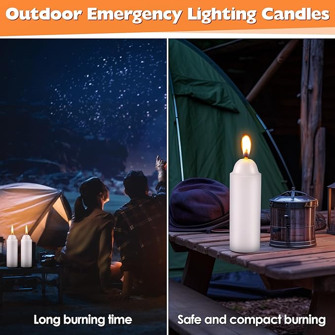 15 Pcs 15H White Paraffin Candles for Candle Lanterns, Emergency Candle for Outdoor Survival, Smokeless Long Lasting Bougie for Home Power Outages, Emergency, Survival