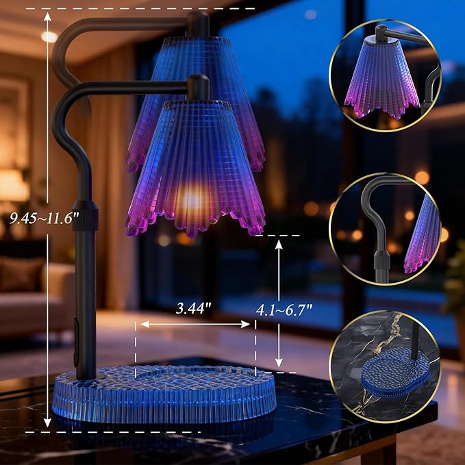 Candle Warmer Lamp with Timer & Dimmable 4-Level Brightness - Adjustable Height,for New Home Bedroom, Gifts for Women(Blue)