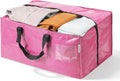 WORKPRO 1 Pack Extra Large Moving Bags with Zippers & Carrying Handles Backpack Straps, Heavy-Duty Storage Tote for Space Saving Moving Storage (Pink)