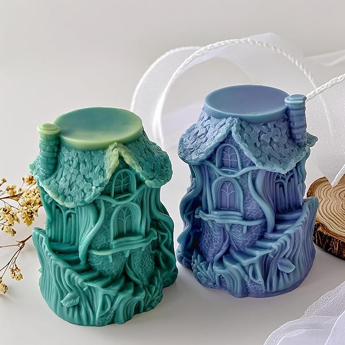 Tree House Molds Home Candle & Resin Mold - Resin Casting Silicone Molds for Home Decor & Candle Making Wave Spiral Mold