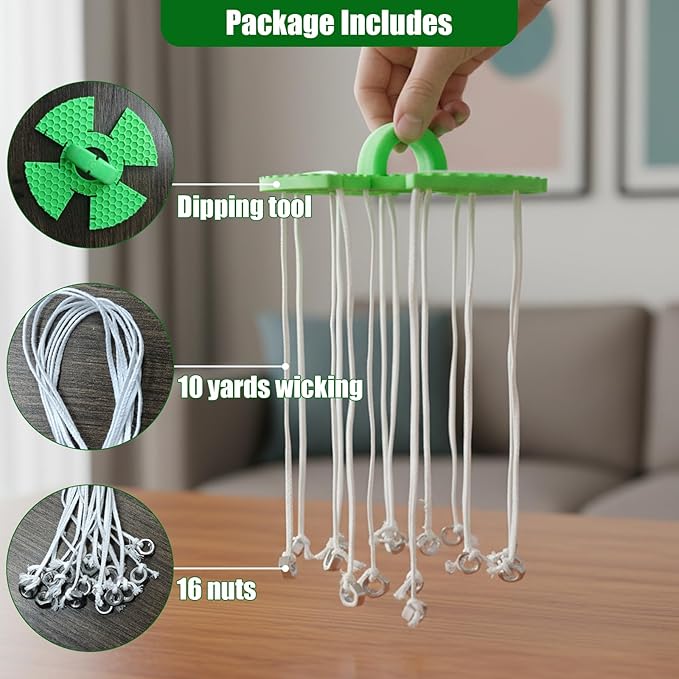 Candle Making Tools, Taper Candle Dipping Tool, Taper Dipper for Efficient DIY 16 Candles Making | Reusable Rack Ensures Uniform Wax Coating & Easy Dipping/Drying