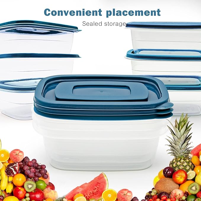 PEDECO 10PCS Food Storage Containers,Freezer Microwave safe,Food Container Sets,BPA Free Plastic Meal Prep Containers & Kitchen Set,Lunch Containers,use for School,Work and Travel,0.53 Quarts Per Box.