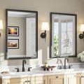 USHOWER 2 Pack Black Bathroom Mirrors for Over Sink 24x36 Inch, Metal Framed Rectangle Vanity Mirror for Wall, Bedroom, Living Room, Entryway, Anti-Rust, HD Tempered Glass, Horizontal/Vertical