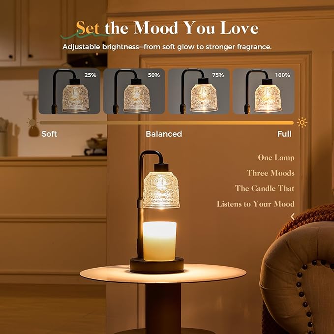 Candle Warmer Lamp with Timer Dimmer, Adjustable Height Wax Melt Warmer for Jar Candles, Housewarming Gift, Birthday Mother's Day Valentines Gifts for Women Mom Sister Wife Bedroom New Home Room Decor