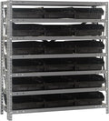 Quantum Storage Systems 1239-109BK Steel Shelving Unit with 4" Shelf Bins, 12" D x 36" W x 39" H, Black