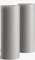 Set of 2 Pillar Candles 3" x 8" Unscented Handpoured Weddings, Home Decoration, Restaurants, Spa, Church Smokeless Cotton Wick - Grey