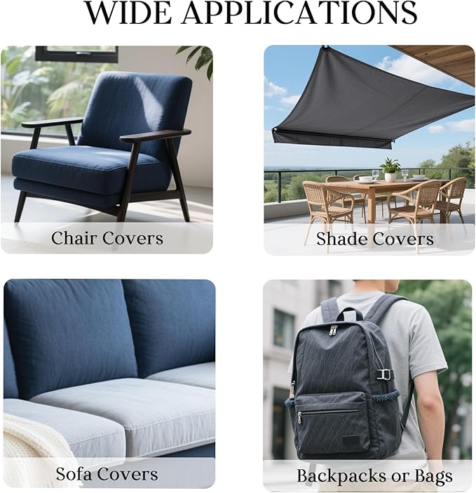 Waterproof Canvas Cloth Fabric by The Yard 60" W 600D Oxford Polyester Upholster Fabric Water Resistant Material for Outdoor Furniture Chair Cushion Cover DIY Sewing (1 Yard, Black)
